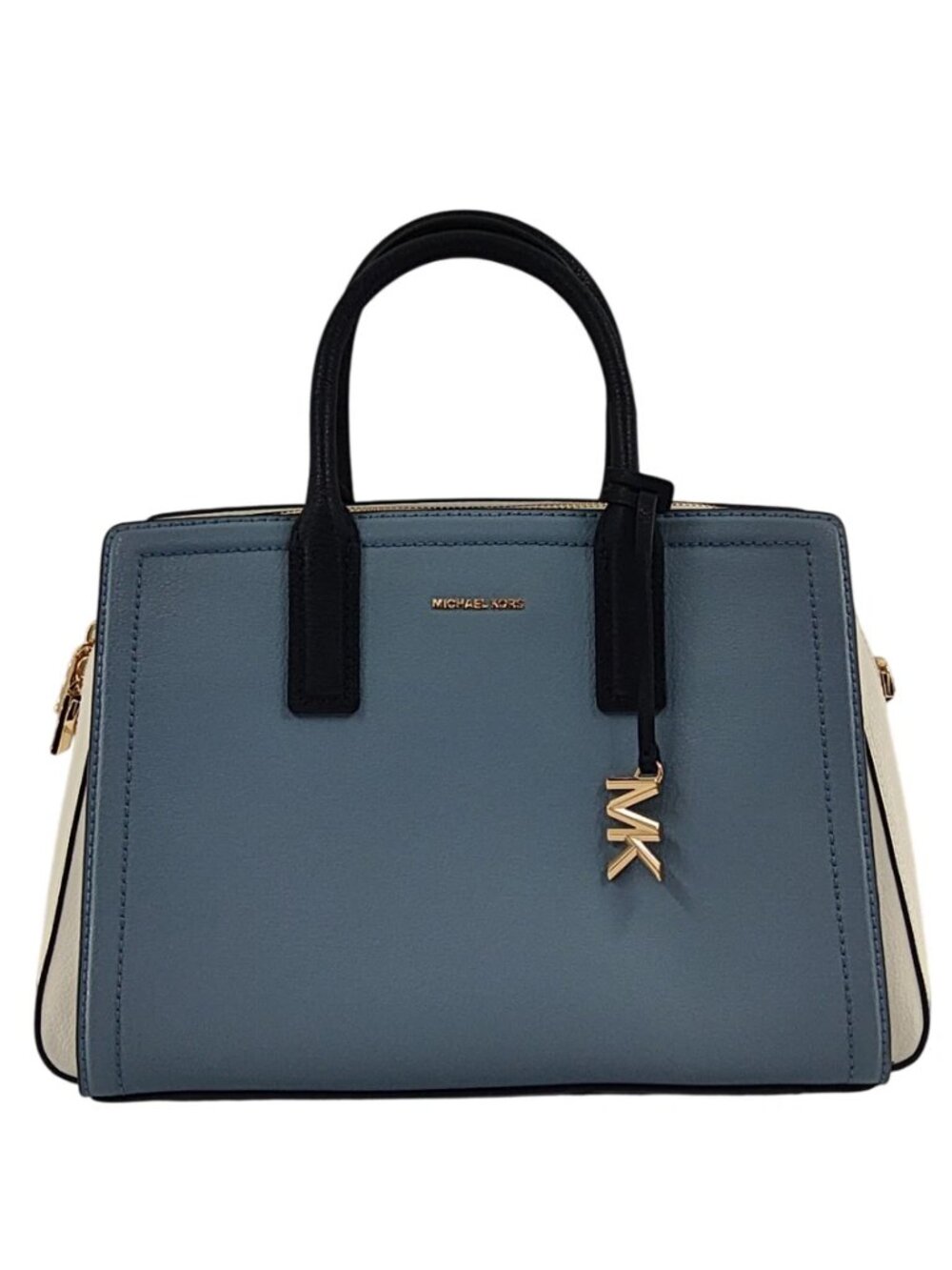 Michael Kors Laila Pebbled Leather Satchel Bags Blue